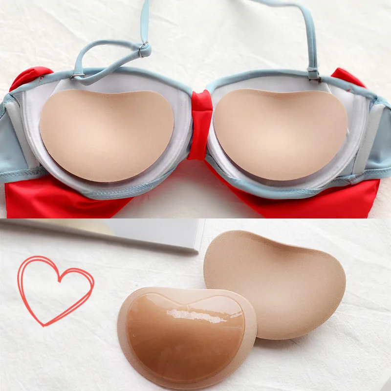 1 Pair Swimsuit Bikini Padded Paste Small Bust Thicker Padding Breathable Insert Sponge Bra Self-adhesive Invisible Chest Pads
