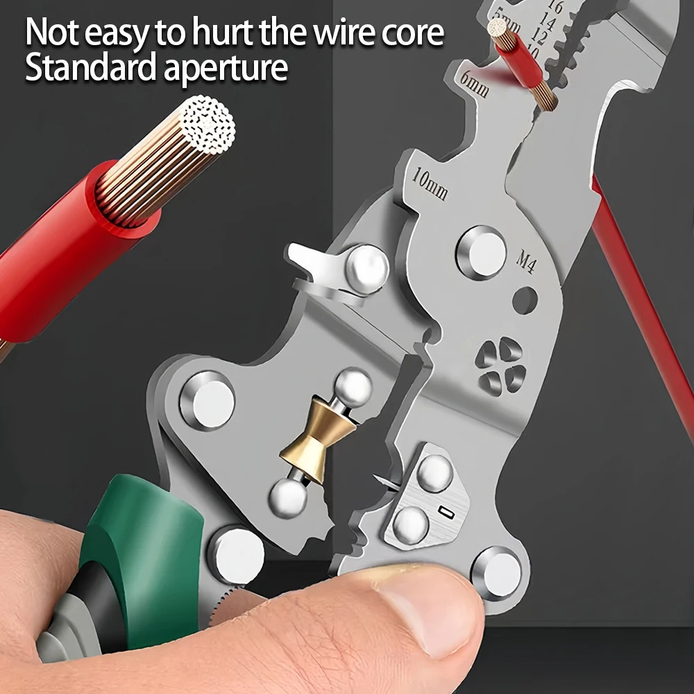 Heavy-duty multifunctional wire stripper, foldable, with stripping, crimping, cutting and twisting functions