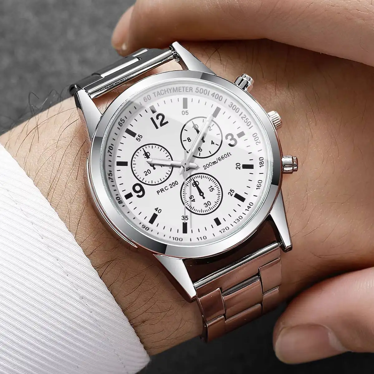Relógio Quartz Aço Inoxidável para Homens, Relógios De Negócios, Banda