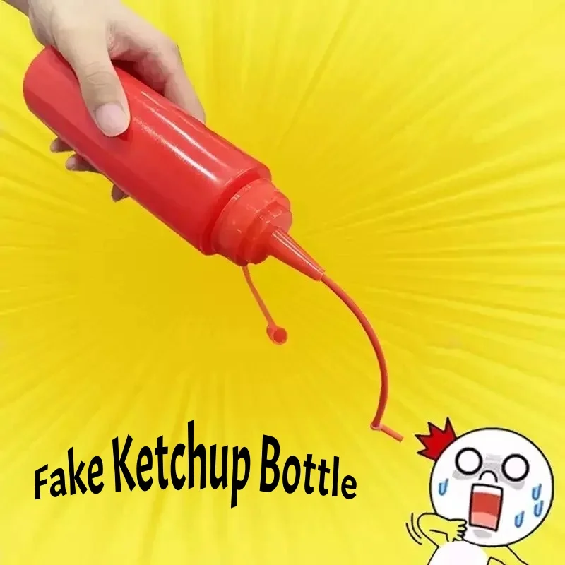 Śmieszne butelki ketchupu do żartów, żarty z sosu pomidorowego, zabawki dla dorosłych i dzieci, przerażające przedmioty, sztuczny ketchup, prezent niespodzianka.