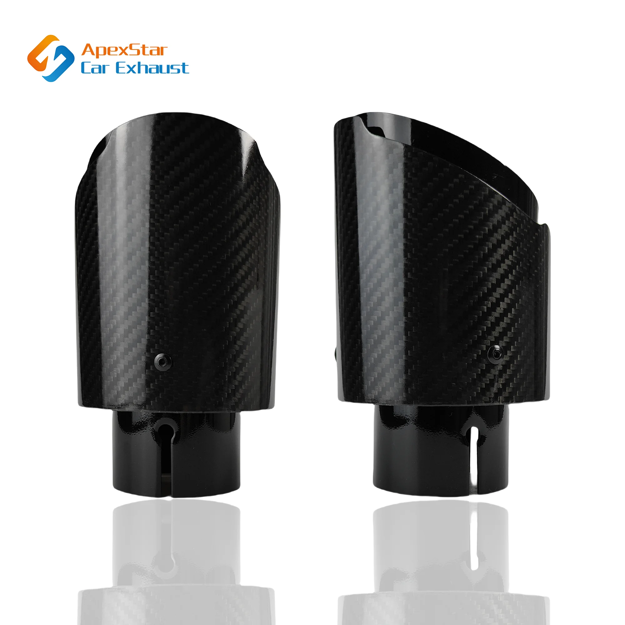 1 pçs universal carro de fibra carbono cauda garganta aço inoxidável brilhante sarja preta ponta escape brilhante