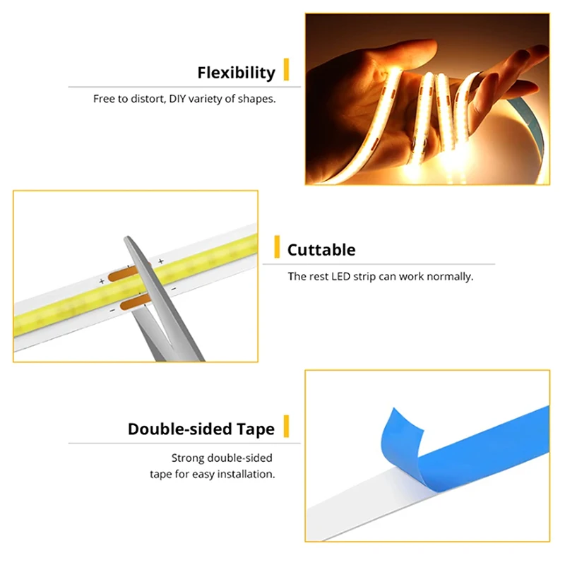 1-5 メートル USB 電源 COB LED ストリップライトタッチスイッチ調光可能屋内照明リビングルーム寝室のワードローブテレビの背景キッチン