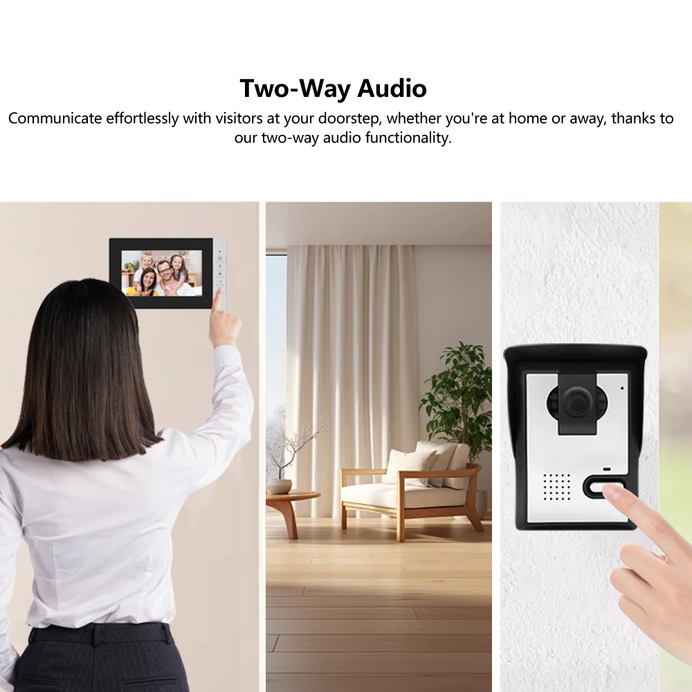 7-Inch HD Four-line Villa Video Intercom Doorbell Private Home Intercom Infrared Night Vision Motion Detection Video Doorbell