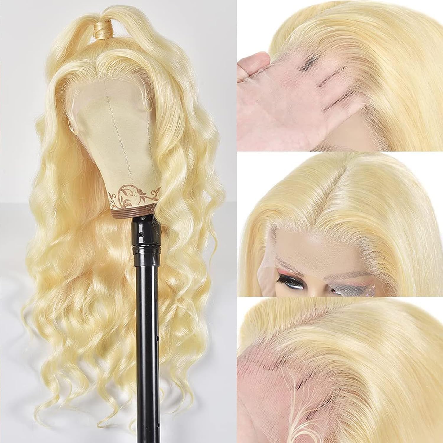 HD 透明 613 ブロンドストレート 13 × 6 レースフロントウィッグブラジル色事前摘み取られた 13 × 4 レースフロントウィッグ人毛女性のための