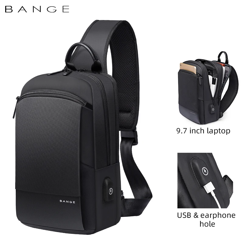 Torba męska Bange Fashion, wodoodporna, podróżna, codzienna, sportowa, na klatkę piersiową, torba na ramię, torba kurierska, dla chłopców, do biegania, na iPad mini