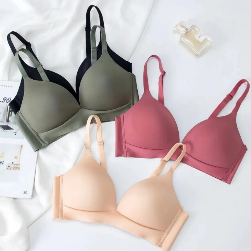 Japanse stijl naadloze push-up bh comfort draadloos ondergoed dames geen stalen ring bralette 3/4 cup glanzende beha vrouwelijke lingerie
