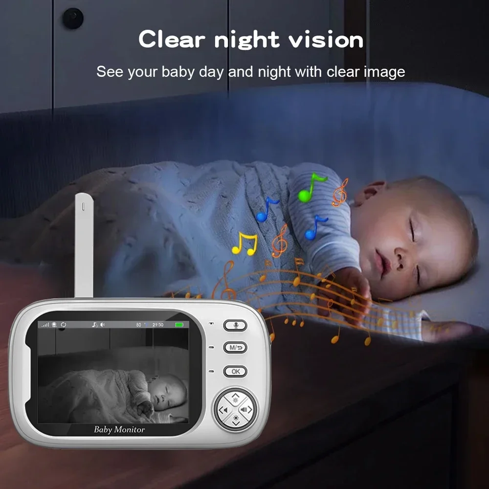 Cdycam novo monitor de bebê com vídeo sem fio de 3,5 polegadas, visão noturna, monitoramento de temperatura, áudio bidirecional, conversa, babá, câmera de segurança