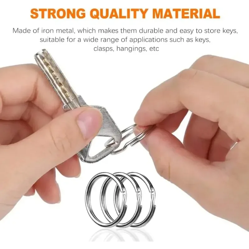 20/200pcs Stainless Steel Key Ring Key Chain 25mm Round Flat Round Split Keychain Polished Metal Blank Circle For DIY Findings
