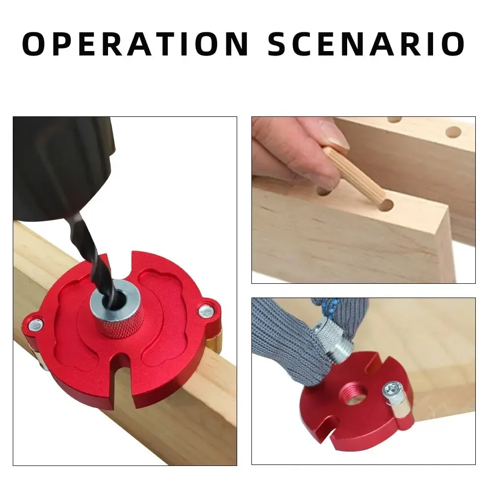 Fast-splicing Dowel Jig Kit W/3-10mm Metal Bushing Aluminum Self-Centering Vertical Hole Jig Drill Guide Locator for Woodworking