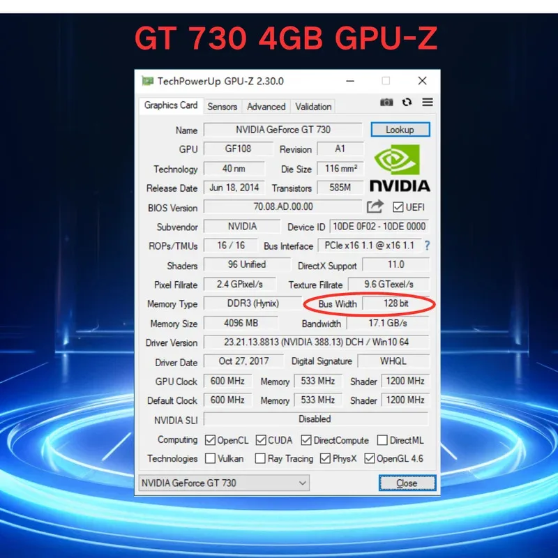 Tarjeta gráfica SONGREY GT730 de 4GB DDR3 2HDMI, pantalla de 2 monitores PCI-E2.0 16X, GPU de computadora, GPU de perfil bajo 1080P, 1 año de garantía