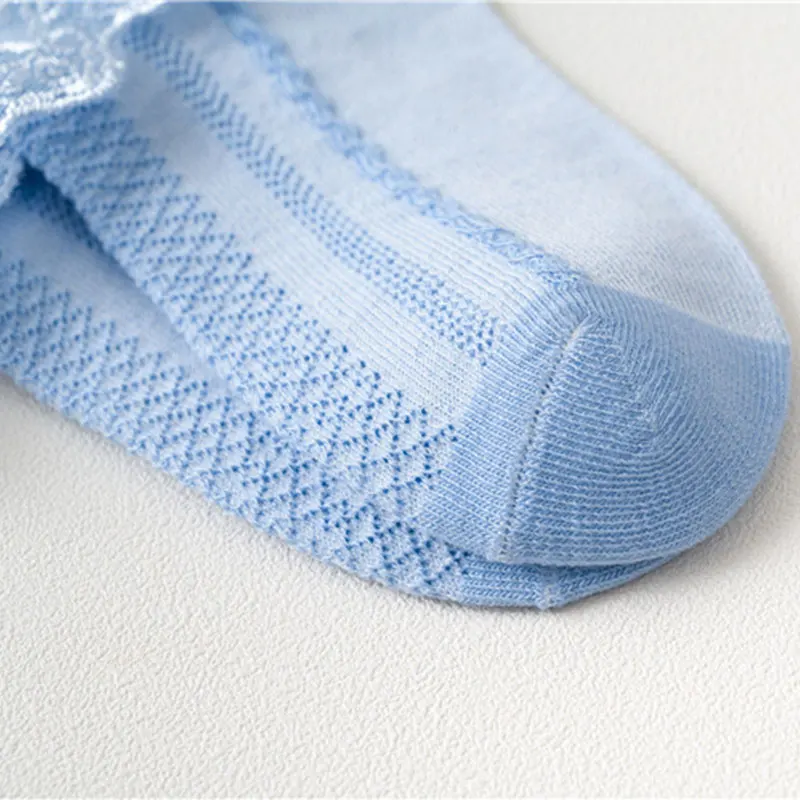 Calzini di pizzo per bambini per ragazze: calzini di cotone per la primavera e l'autunno, Design sottile, stile giapponese, calzini corti da principessa in pizzo per