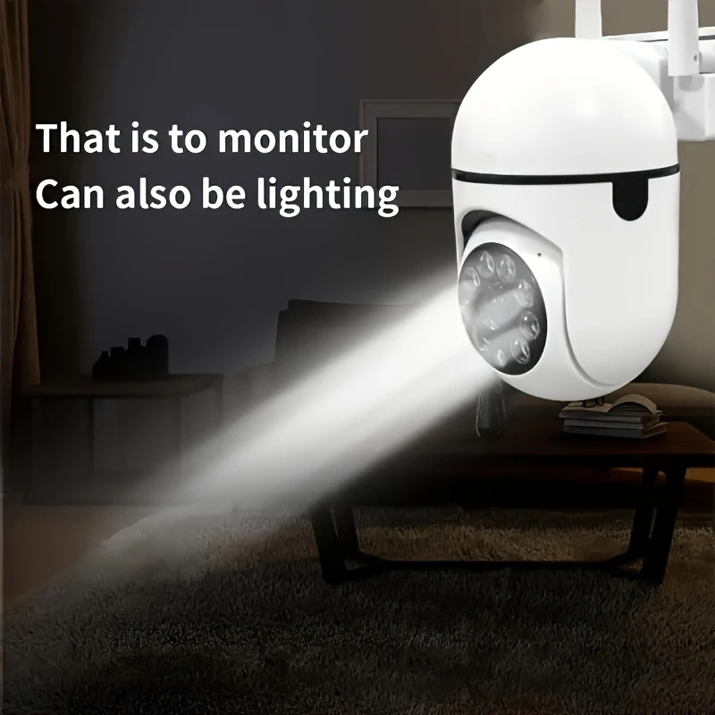 Ease Life APP Telecamera di sicurezza WiFi wireless 1080P HD per interni/esterni, visione notturna a colori, audio bidirezionale, 360 °   Nero Y108