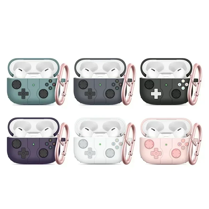 Capa Protetora de Fone de Ouvido Gameboy com Chaveiro, Capa Protetora de Silicone Macio para Airpods Pro 2 3 e 3DGamepad