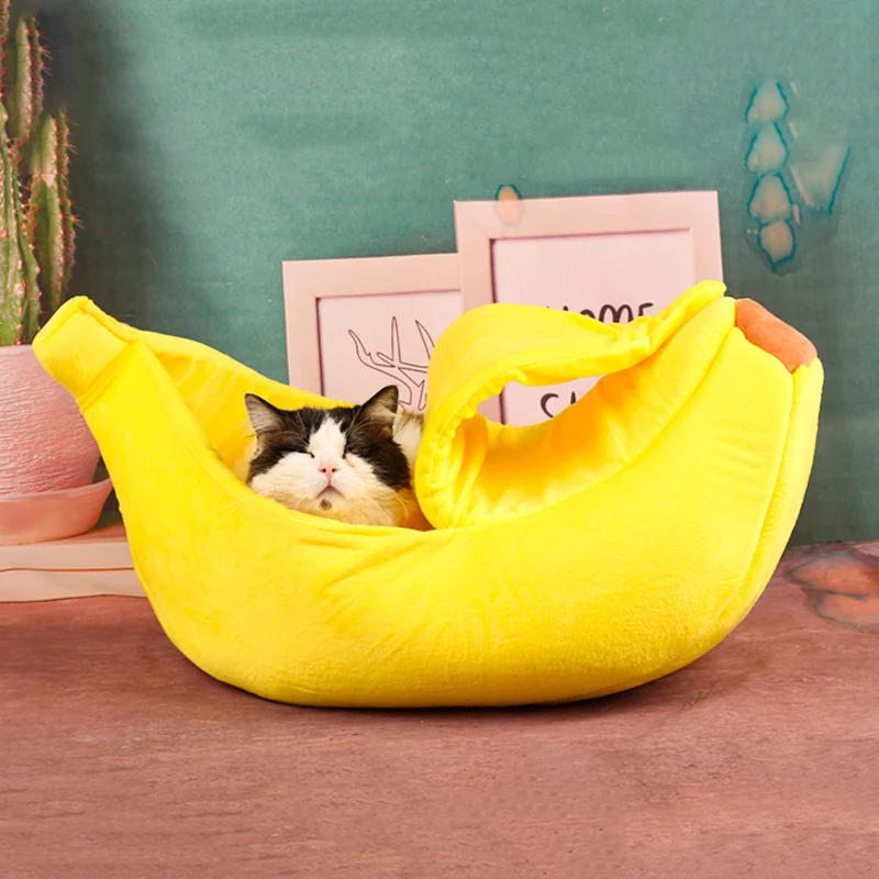กล้วยรูปสัตว์เลี้ยงผ้าปูที่นอนสบาย Cat Nest MAT เบาะฤดูหนาว WARM Soft ตลกลูกแมวถุงนอนน่ารัก COZY สุนัขอุปกรณ์เสริม