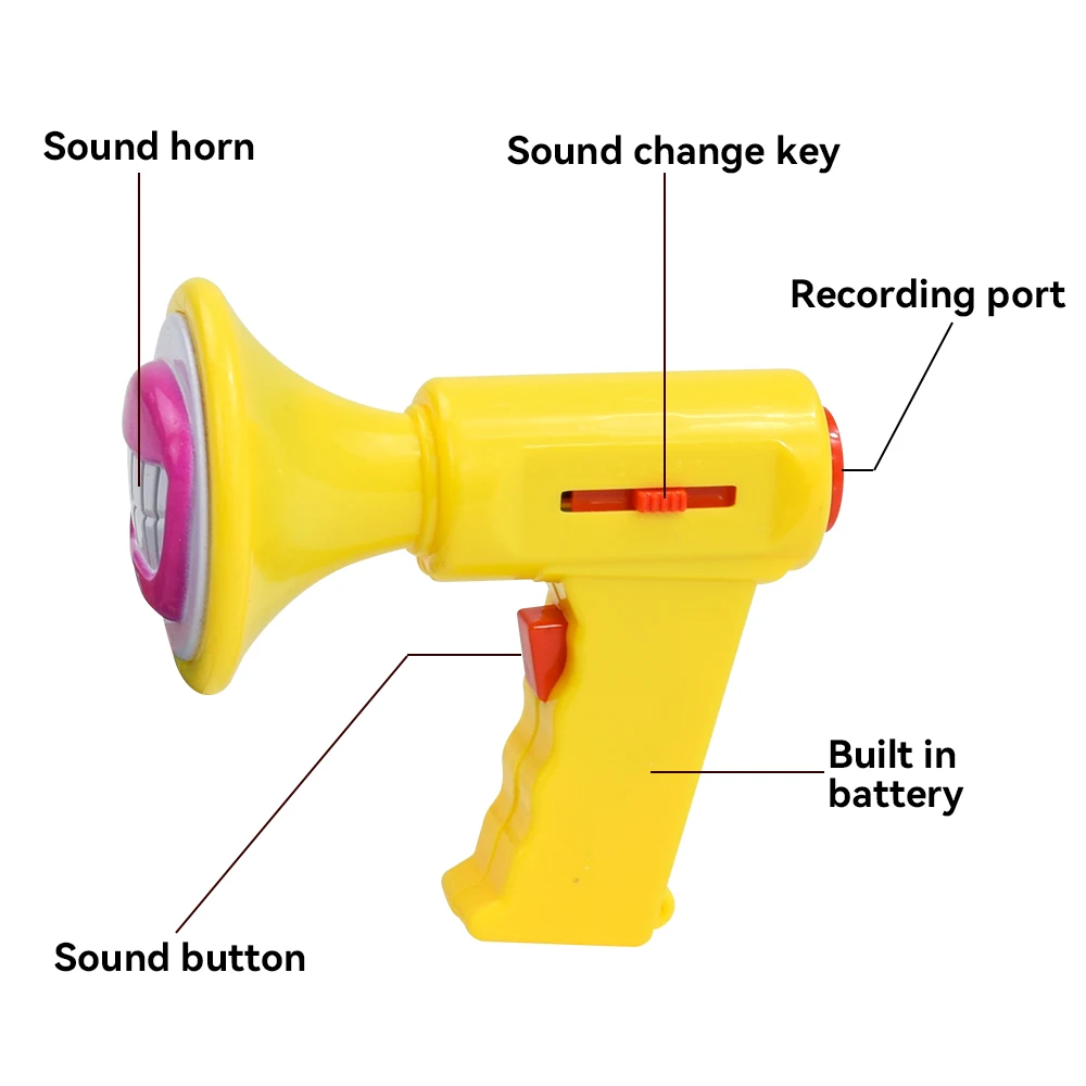Brinquedo que muda de voz infantil com 6 efeitos sonoros, alto-falante de voz para dramatização, amplificador portátil infantil, brinquedo de paródia