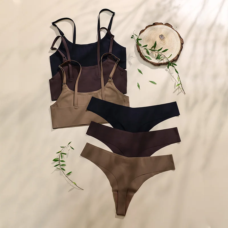 Conjunto de ropa interior sin costuras para mujer, sujetadores de seda de hielo sólido con estilo, ropa interior femenina, último diseño de alta calidad, talla estadounidense, gran oferta