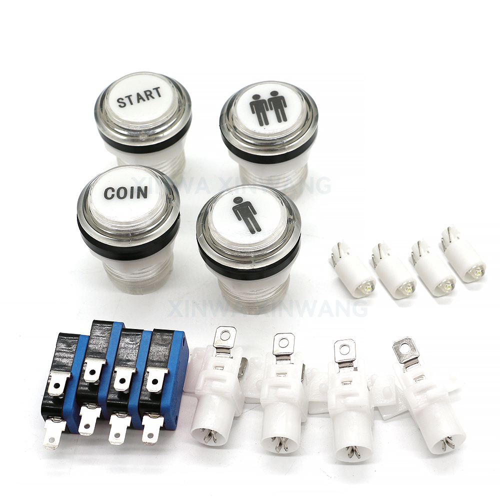 5V 12V ライトプッシュボタン 33 ミリメートル Led 照光クリアプラスチックコインアーケードジョイスティックゲームゼロ遅延 Diy 部品自動販売機