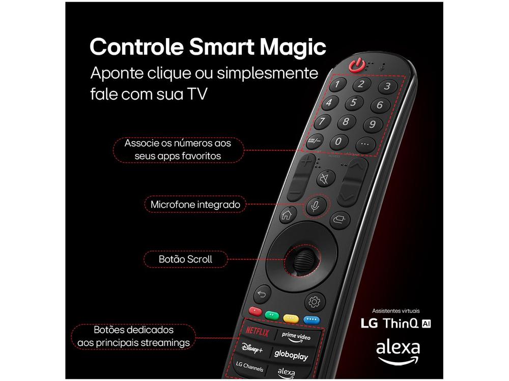 Smart TV 50" 4K LCD LED NanoCell LG 50NANO80TSA WebOS 24 Processador α5 Ger7 Wi-Fi e Bluetooth com Alexa 3 HDMI 2 USB