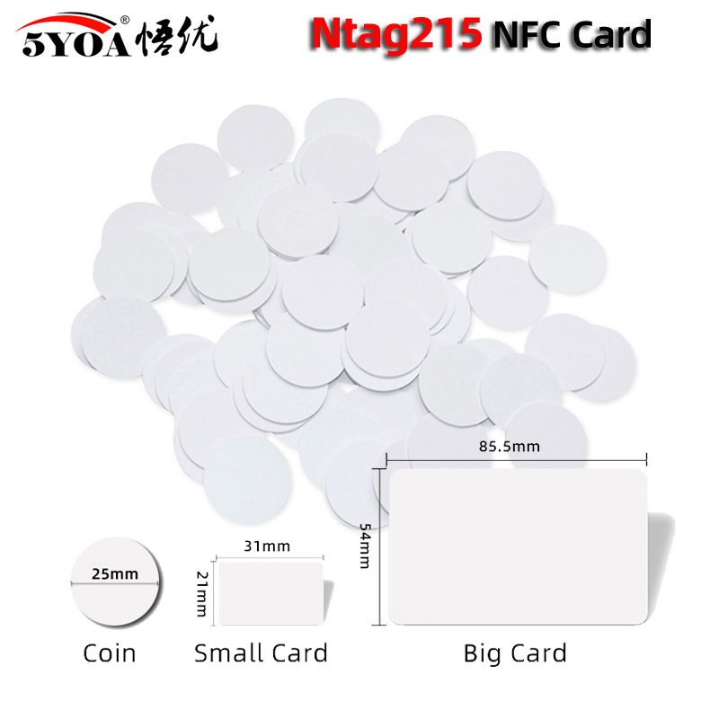 100/50 Uds NFC Ntag215 tarjeta moneda 13,56 MHz 215 etiqueta de tarjeta etiquetas RFID caja de 25 mm de diámetro tarjeta de cruce de animales