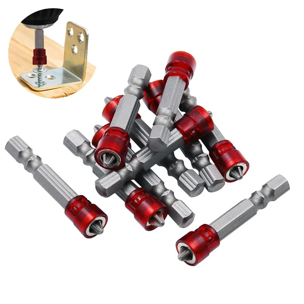 1/2/3 Uds 48mm S2 aleación PH2 Phillips puntas de destornillador magnético 1/4 pulgadas vástago hexagonal destornillador de paneles de yeso herramienta de tornillo eléctrico manual