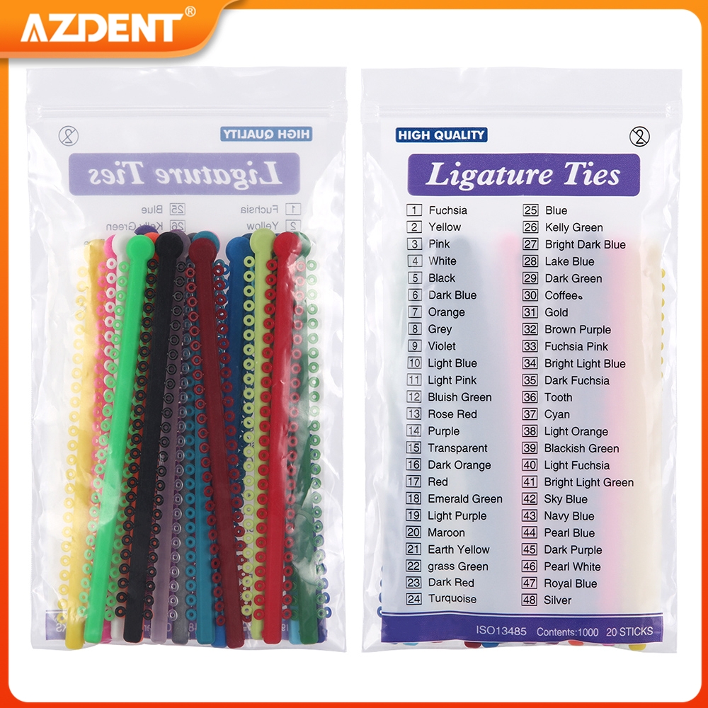 1000 unids/pack AZDENT Dental ortodoncia ligadura elástica bandas ligadura anillo 23 colores suministros de odontología
