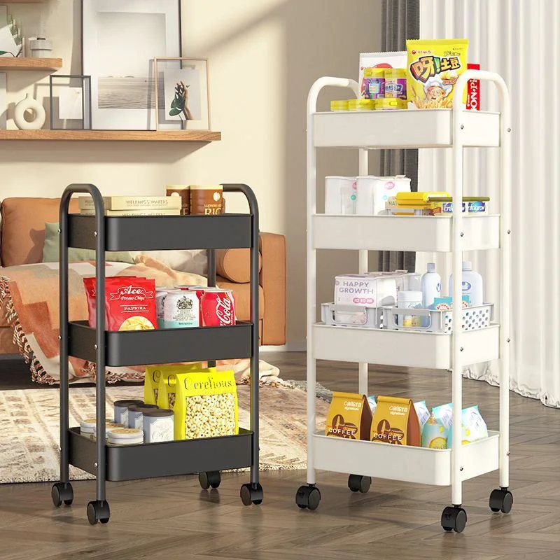 Casa multi-camada pequeno carrinho de armazenamento rack de chão ao chão cozinha quarto banheiro rack de armazenamento com rodas