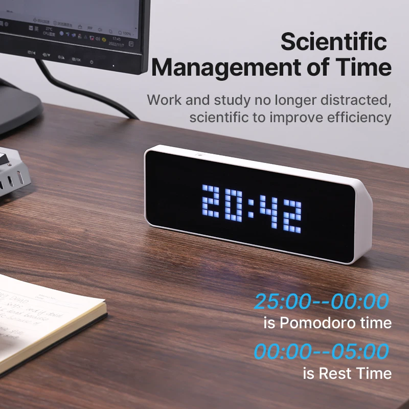 Ulanzi TC001 Reloj de píxeles inteligente Seguidores de Youtube Función de pronóstico del tiempo simultáneo Pantalla de mensajes pixelados