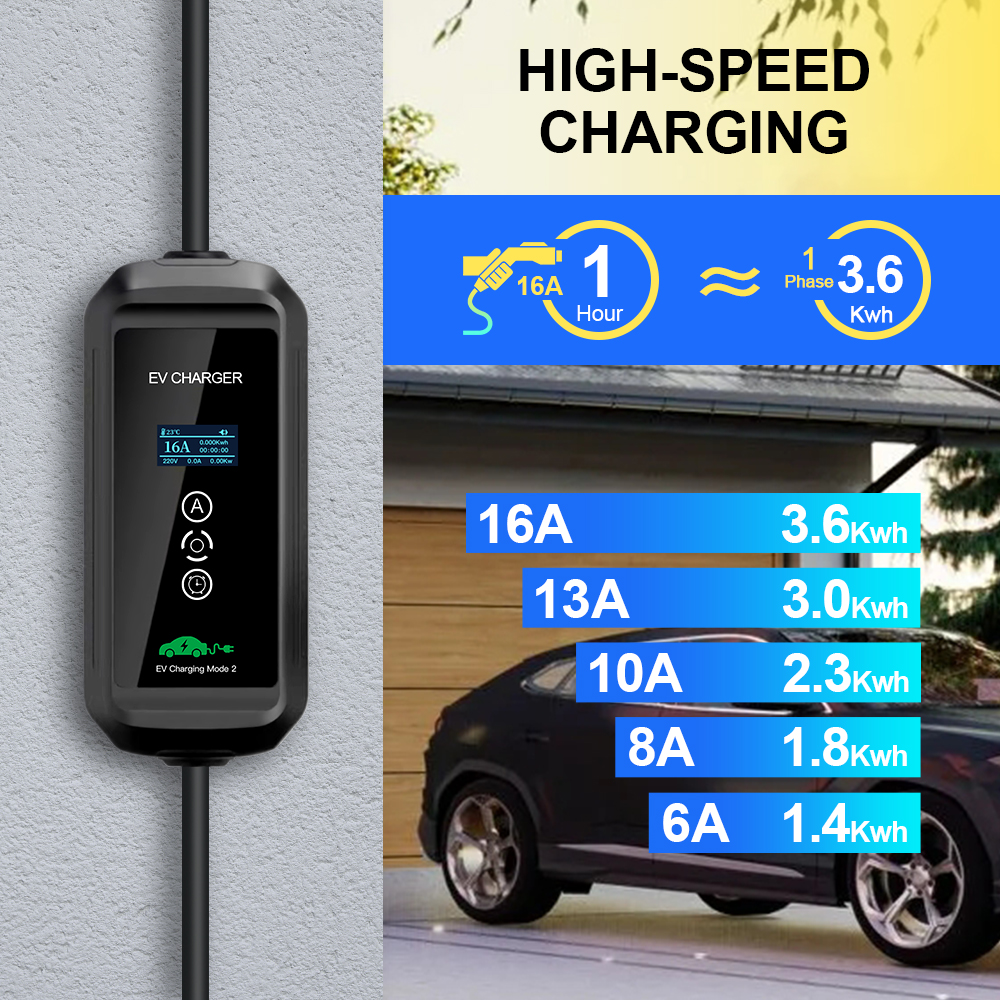 Kolanky ev carregador 16a 3.6kw gbt tipo 2 tipo 1 carregamento wallbox tuya app wifi temporizador veículo elétrico chinês cabo de carro híbrido 5m