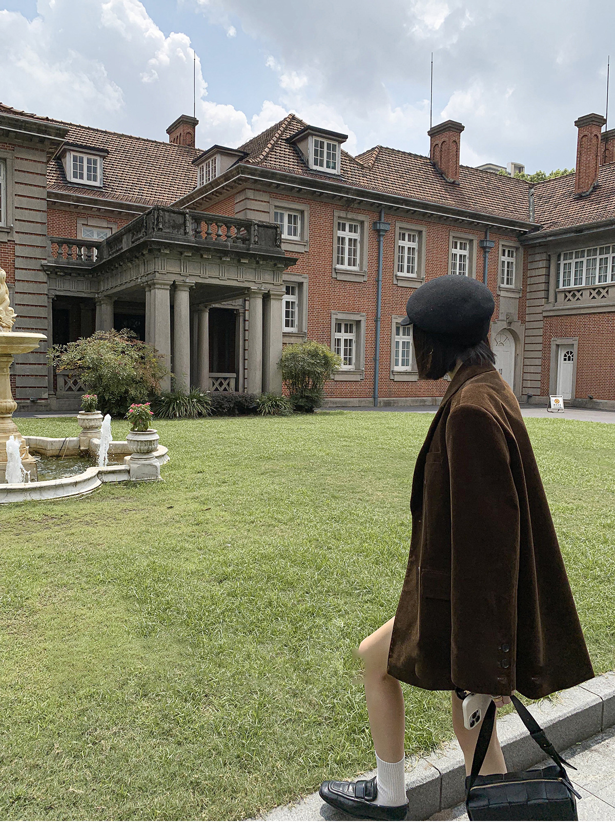 Casaco de veludo feminino trespassado marrom profundo solto silhueta estilo ocidental outerwear blazer