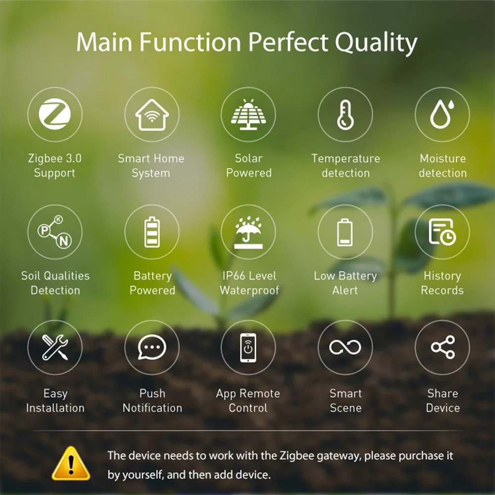 Sensor de suelo inalámbrico Tuya Smart Zigbee, temperatura y humedad, Control por aplicación, termómetro de suelo para jardinería