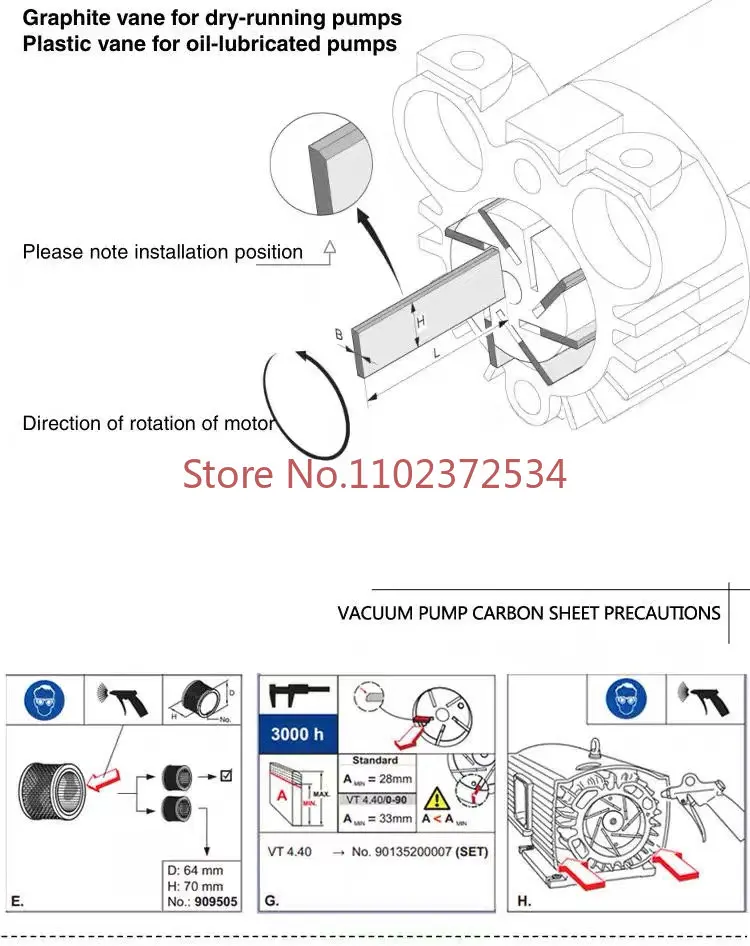 7 peças palhetas 170*39*4mm palhetas de carbono para bomba de vácuo beker folha de carbono folha de lâmina de compressor