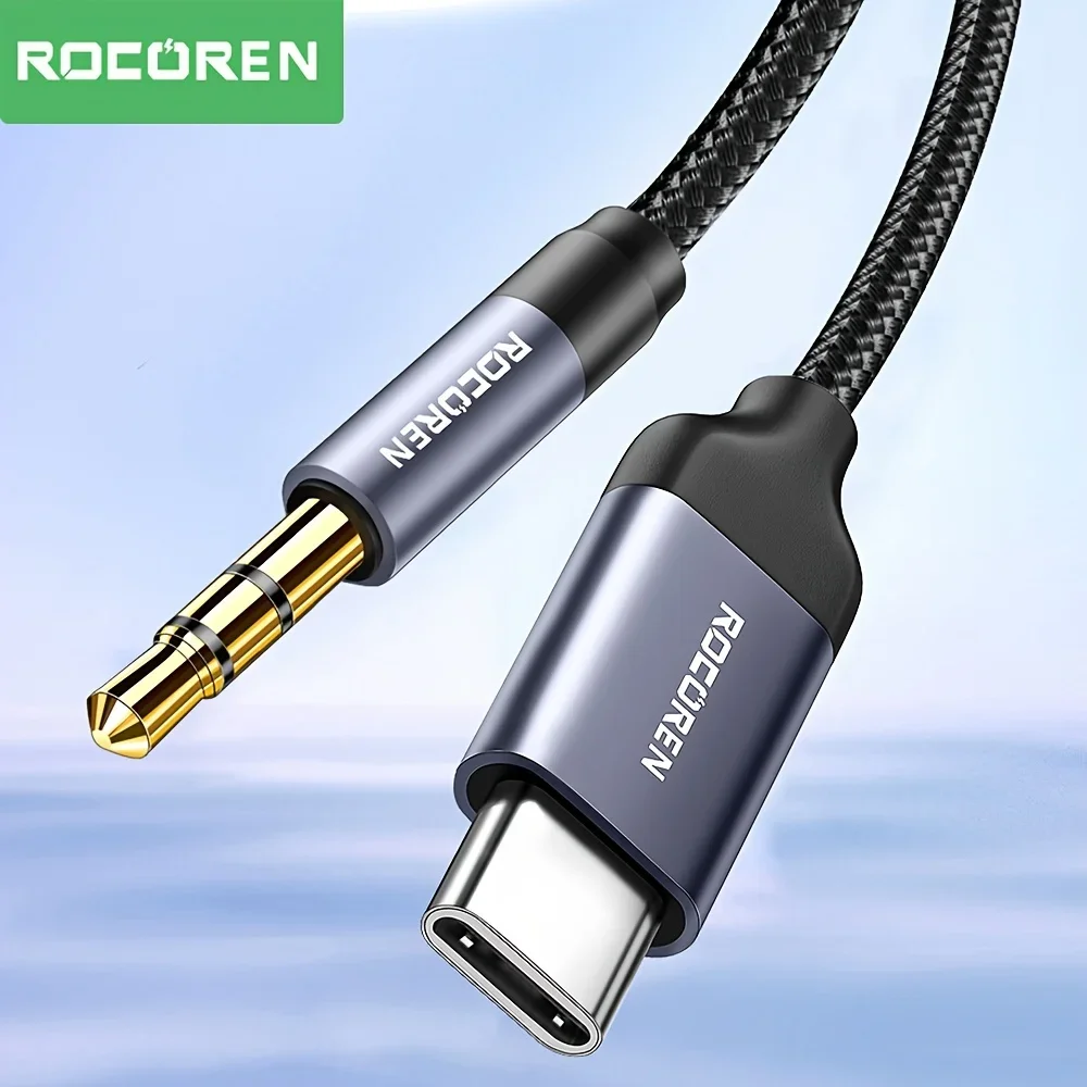 Rocoren USB Type C к разъему 3,5 мм Aux аудиокабель-адаптер «папа-папа» для наушников конвертер провод для iPhone 15 Pro Max Xiaomi