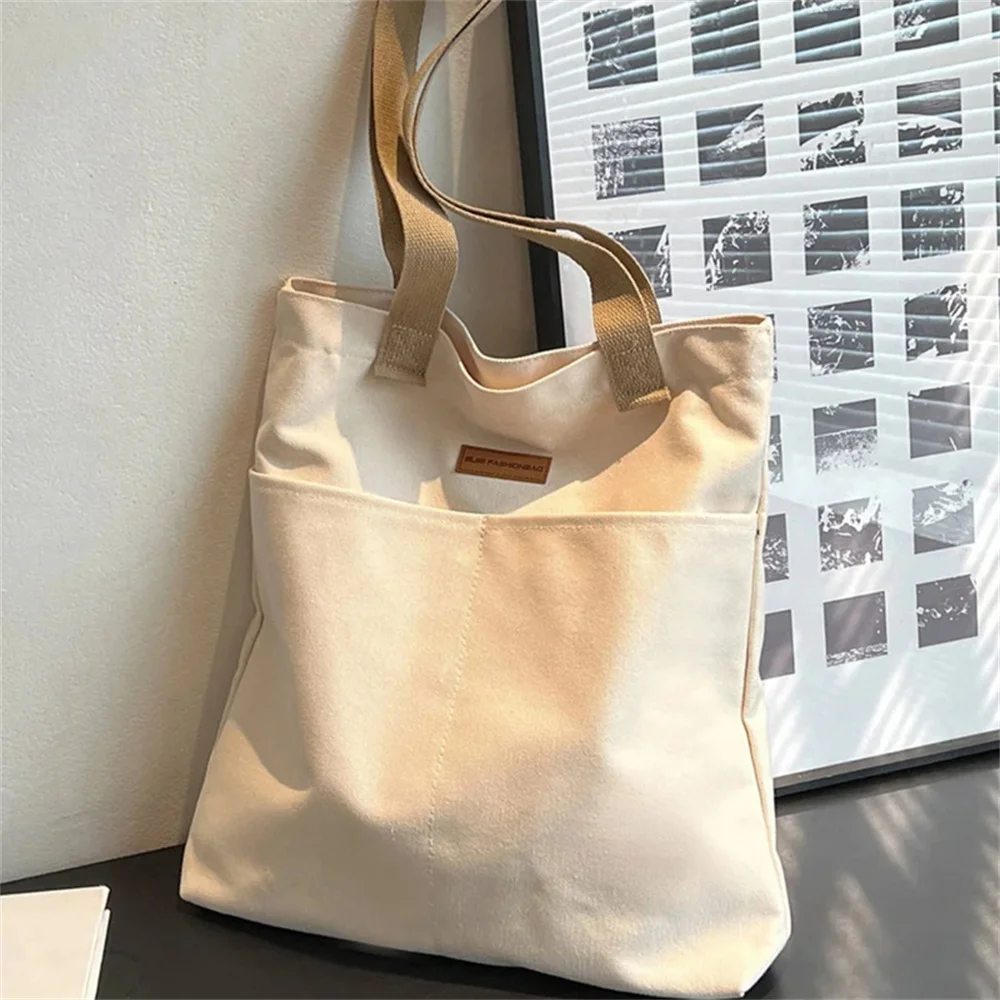 1Pcs frauen Einkaufstasche Leinwand Nähgarn Große Kapazität Erweiterte Sinn Handtasche Bequem Praktische Weibliche der Pendler Tasche
