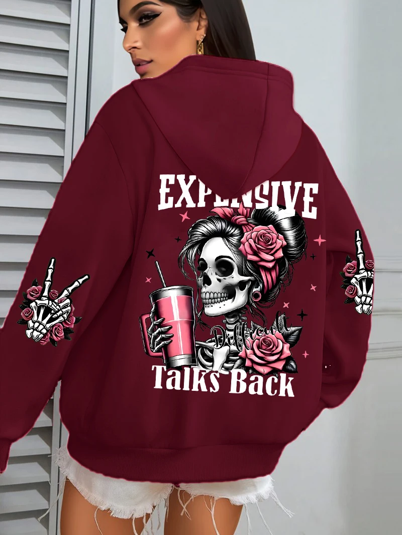 Sudadera con capucha con estampado divertido para mujer, jerséis holgados multicolores, ropa deportiva de lana para otoño, Sudadera con capucha informal con bolsillo