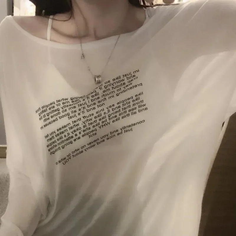 Camisetas holgadas para mujer, diseño Simple con patrón de letras, ropa de verano de estilo coreano, camisetas finas que combinan con todo para estudiantes jóvenes, nueva moda