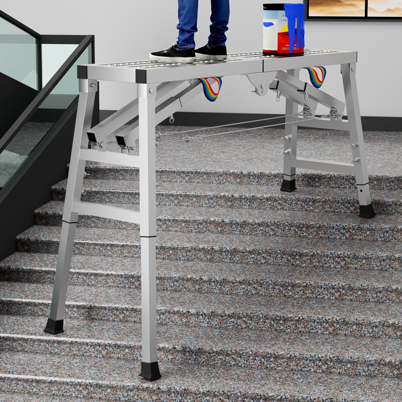 Double support folding scaffold, thickened steel horse stool ladder, engineering ladder, mobile platform ladder for decoration