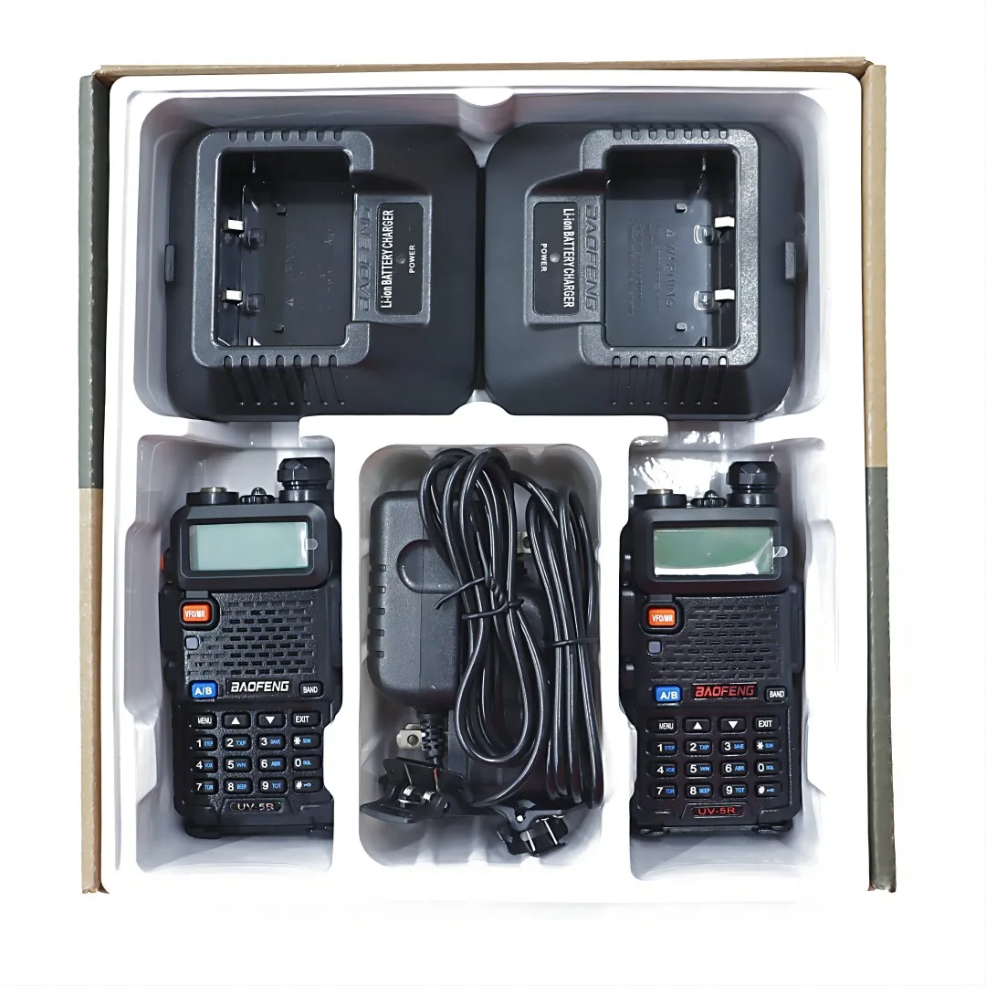 2pcs BAOFENG UV-5R 5W High Power Dual Band Two Way Radio Long Range Handheld Portable Walkies Talkies For Hunting