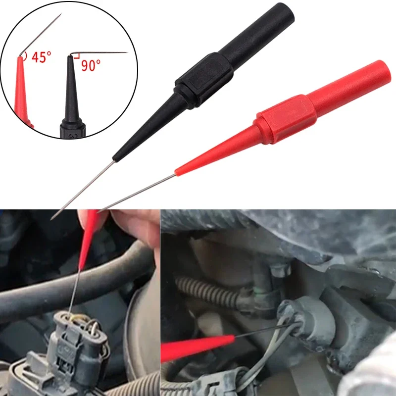 Herramientas de diagnóstico de 30V, multímetro, extensión de cable de prueba, sondas de punta de aguja para perforación trasera, Kit de sonda de prueba automotriz para coche, 0,7 MM, 10 Uds.
