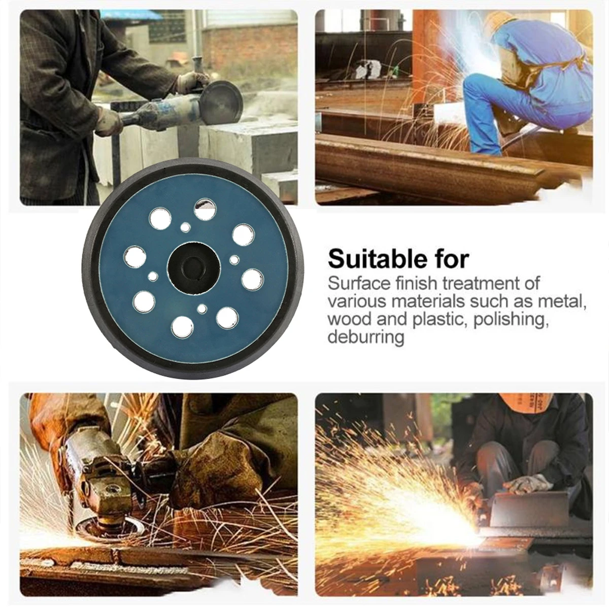 1-10Pcs 5 Inch 8 Holes Sanding Pads 3/4 Nails Hook&Loop Backing Round Sanding Disc Pad for Sander Angle Grinder Accessories