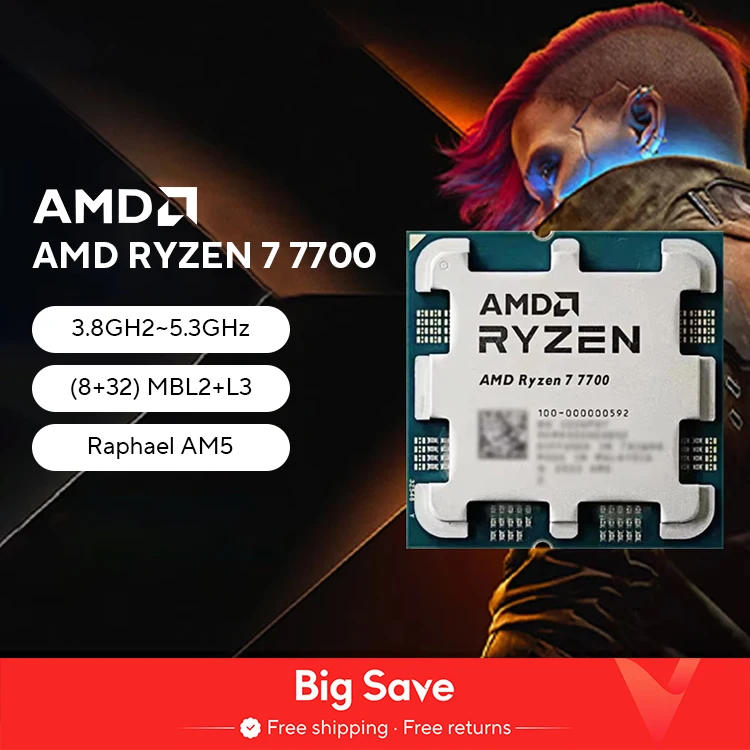 AMD-Ryzen 7デスクトッププロセッサ,PCゲーマー用,CPU,最大5.3GHz, 8コア,16スレッドソケット,am5,100% 新品