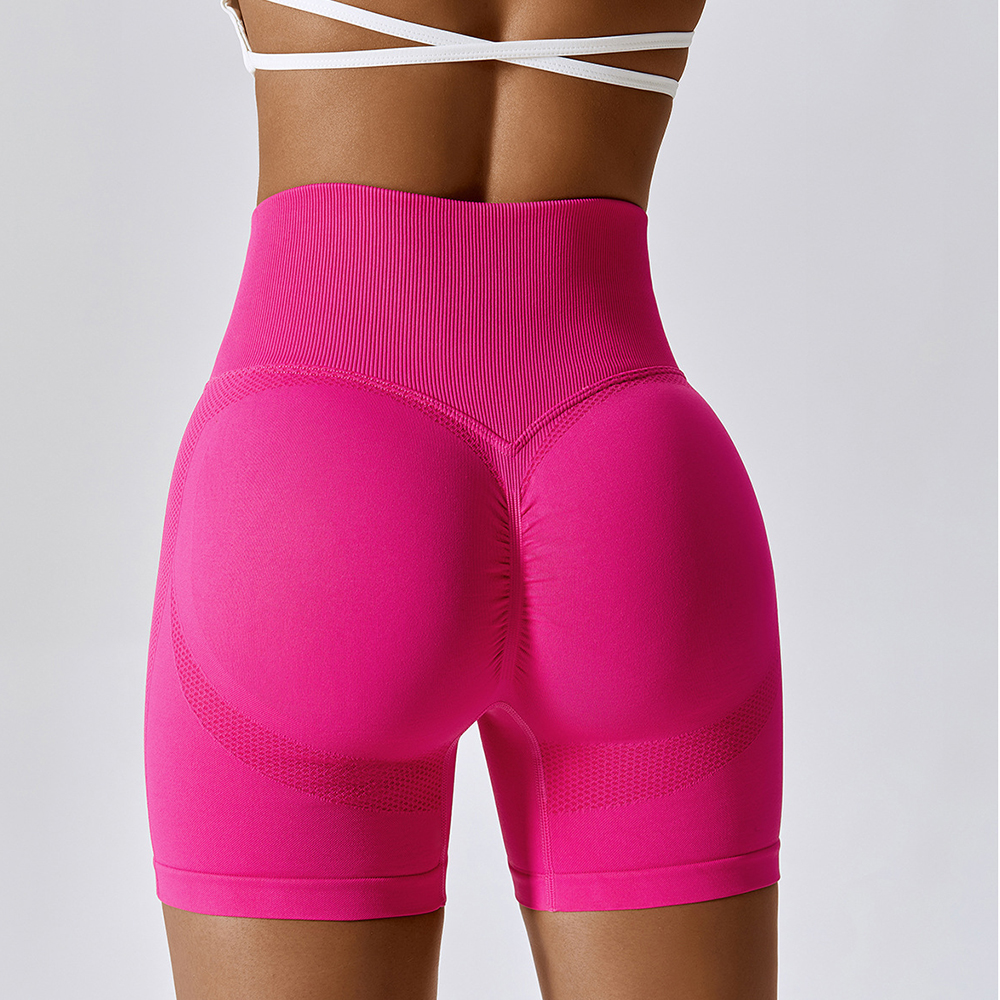 Pantalones cortos deportivos sin costuras para mujer, pantalones cortos para ciclismo, trotar, Fitness, cintura alta, Push Up, pantalones cortos de gimnasio, mallas, ropa de Yoga para mujer