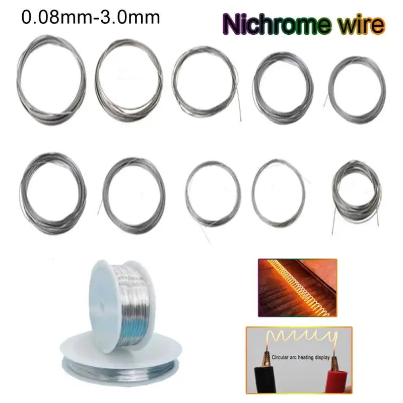 Diameter 0.08mm-3.0mm High Temp Wire Nichrome Heat Resistant Wire General Purpose Support Wire Craft Wire (Length 1-50 meter)