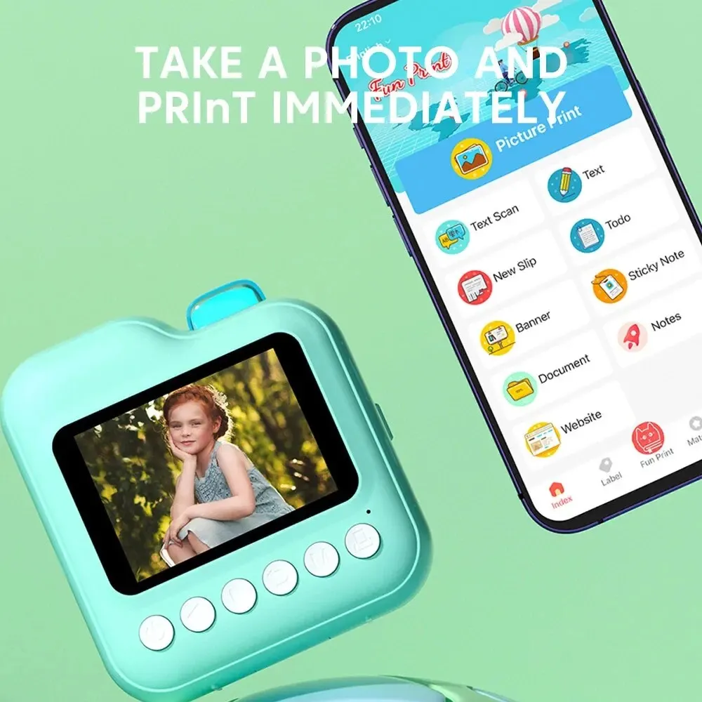 Q6 Instant Printing Camera for Kids Wireless Digital Camera Printing Bluetooth Camera Inkless Photo Lable Print Children Gifts