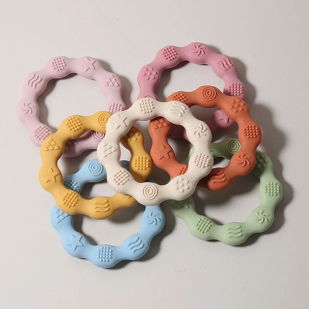 baby teether cartoon ring infant teething toy cute sensory soothing gum soft bpa free chew toy