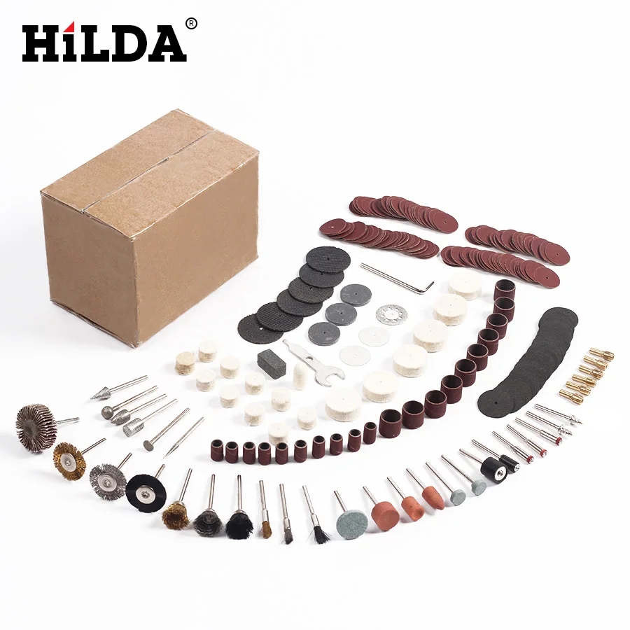 HILDA Drehwerkzeug-Zubehör für einfaches Schneiden, Schleifen, Schnitzen und Polieren, Werkzeugkombination für Hilda Dremel