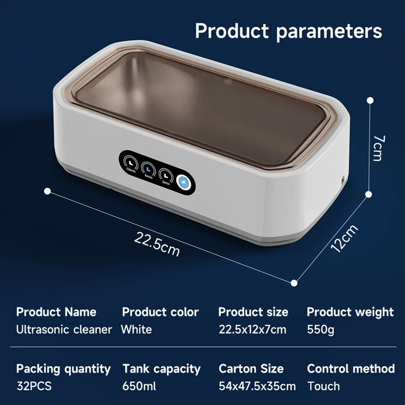 Xiaomi 초음파 클리너 650ML 조정 가능한 대용량 빠른 강력한 보석 팔찌 안경 보석 청소 기계 가정용