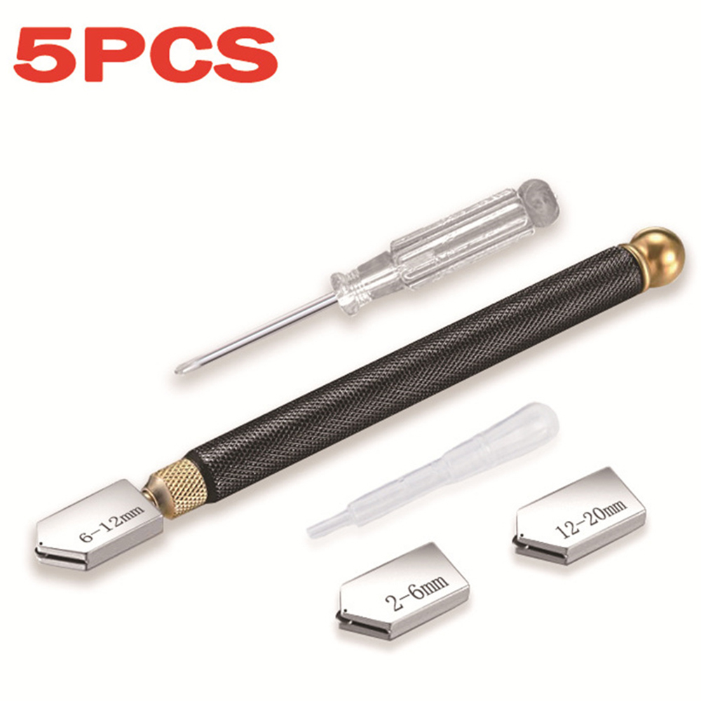 5 ชิ้น/เซ็ตเพชรเครื่องตัดกระจก Anti-Skid Handle แก้วขวดกระเบื้องกระจกตัดเครื่องมือน้ํามันเครื่องตัดเพชรสําหรับ 2-20 มม.