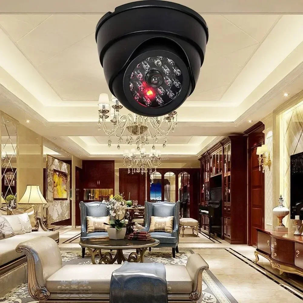 Dummy Fake Camera  with LED Red Light Dome Home Security Surveillance Cameras Simulation Burglar Alarm with Blinking Red LED Cam
