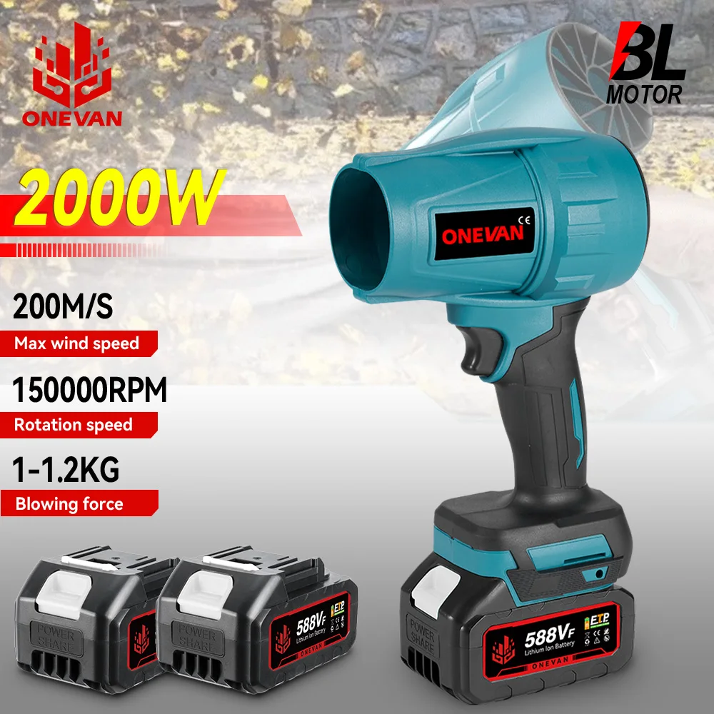 2000 W bürstenloser elektrischer Turbogebläse 200 m/s gewalttätiger Autotrockner Handstaubstrahlventilator Schneeentfernungswerkzeug für Makita 18 V Akku