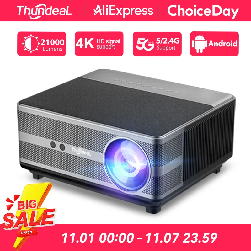 ThundeaL Full HD 1080P Projector TD98 WiFi LED 2K 4K Video Movie Beam TD98W Android Projector PK DLP Home Theater Cinema Beamer